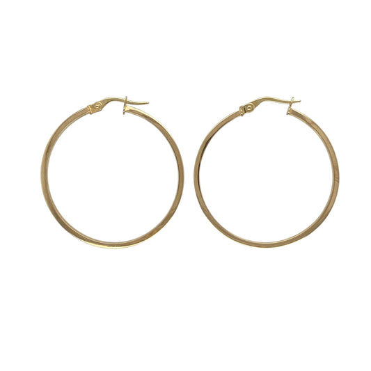 9ct Gold Flat Hoop Creole Earrings