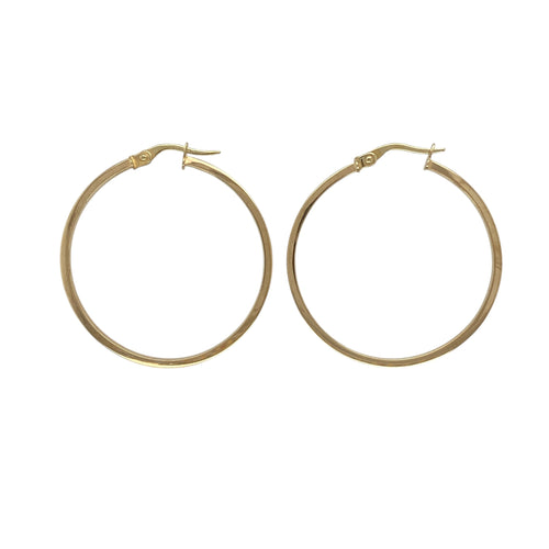 9ct Gold Flat Hoop Creole Earrings