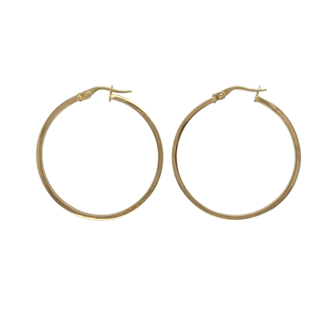 9ct Gold Flat Hoop Creole Earrings