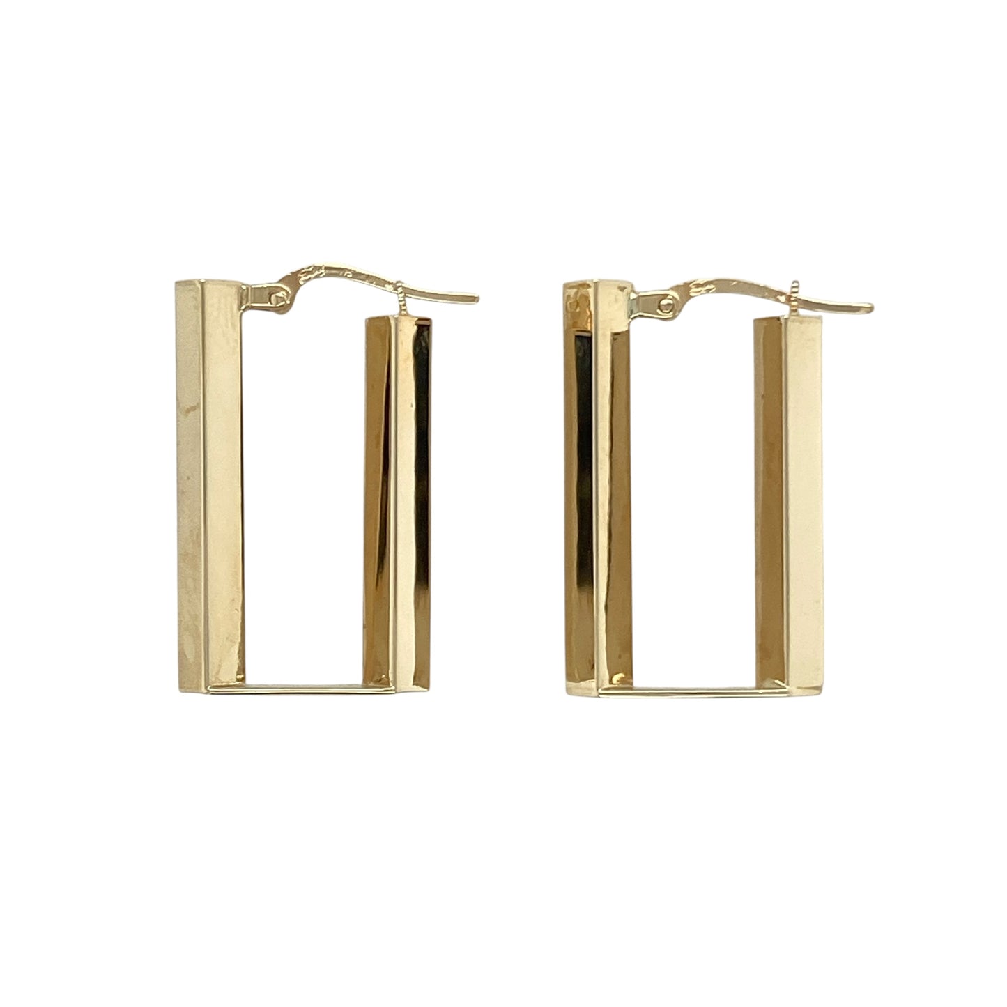 9ct Gold Rectangle Creole Earrings