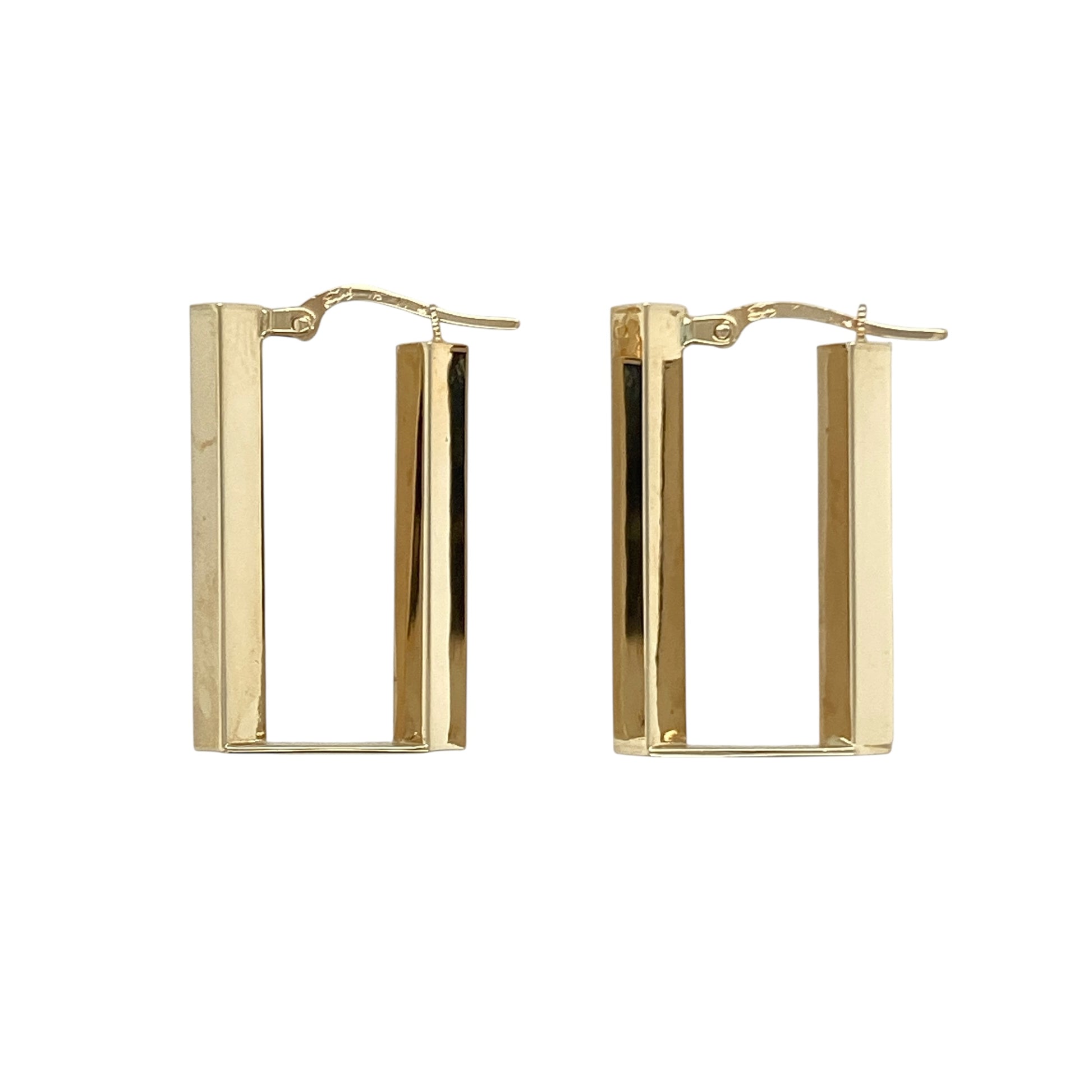 9ct Gold Rectangle Creole Earrings