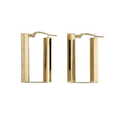 9ct Gold Rectangle Creole Earrings