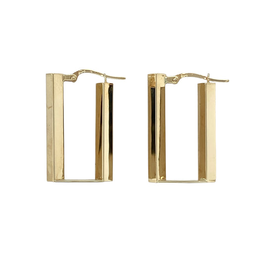 9ct Gold Rectangle Creole Earrings