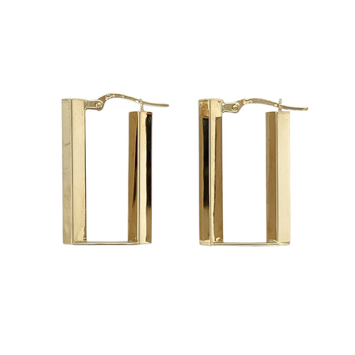9ct Gold Rectangle Creole Earrings