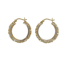 Load image into Gallery viewer, 9ct Gold Wide Open Fancy Patterned Hoop Creole Earrings
