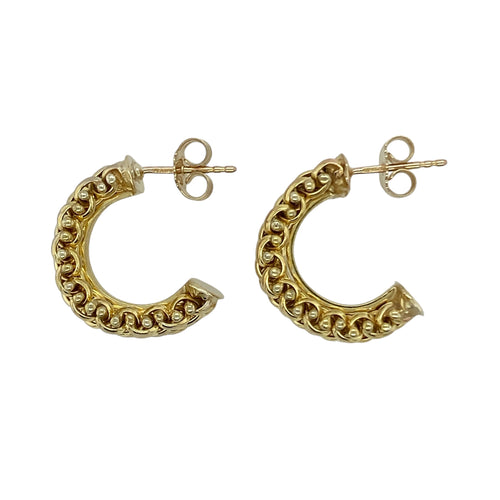 9ct Gold Knot Style Half Hoop Stud Earrings