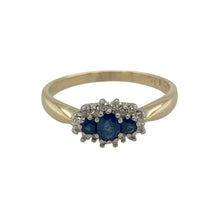Load image into Gallery viewer, 9ct Gold Diamond &amp; Sapphire Set Trilogy Cluster Ring
