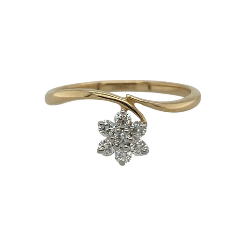 18ct Gold & Diamond Set Flower Twist Ring