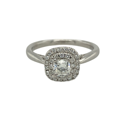 18ct White Gold & Diamond Set Double Halo Ring