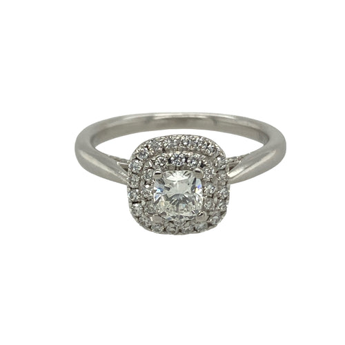 18ct White Gold & Diamond Set Double Halo Ring