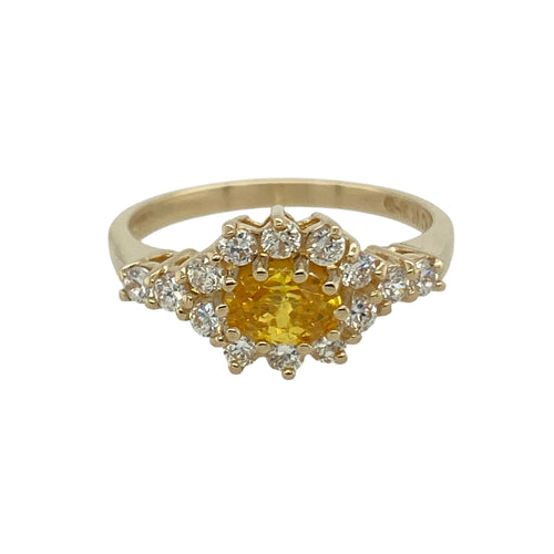 9ct Gold & Cubic Zirconia White and Yellow Cluster Ring