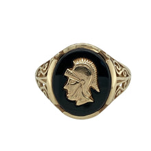 Load image into Gallery viewer, 9ct Gold &amp; Onyx Set Hematite Oval Signet Ring
