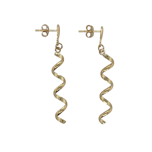 9ct Gold Twisted Drop Stud Earrings