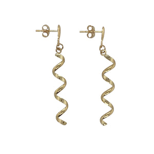 9ct Gold Twisted Drop Stud Earrings
