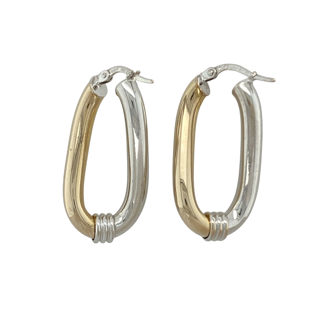 9ct Gold Oval Twist Hoop Creole Earrings