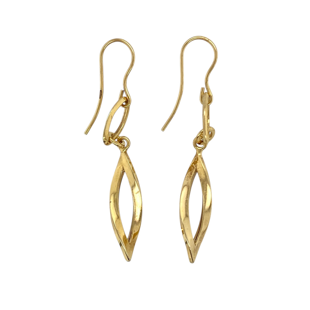 9ct Gold Swirl Drop Earrings