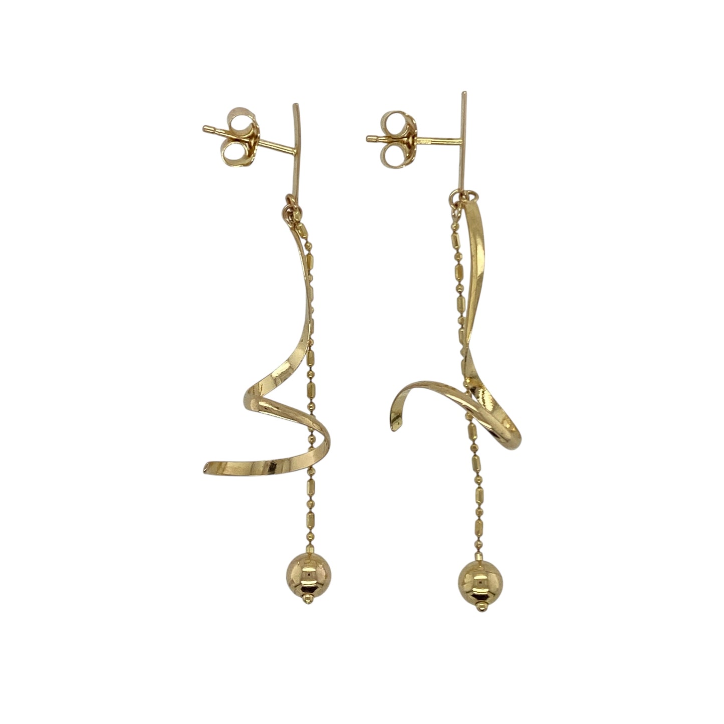 9ct Gold Ball Drop Link and Swirl Drop Earrings