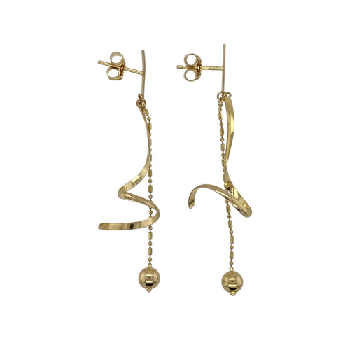 9ct Gold Ball Drop Link and Swirl Drop Earrings