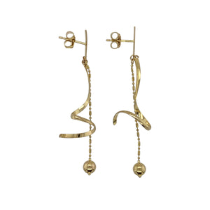 9ct Gold Ball Drop Link and Swirl Drop Earrings