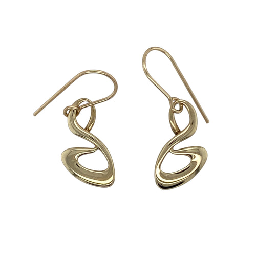 9ct Gold Swirl Drop Earrings
