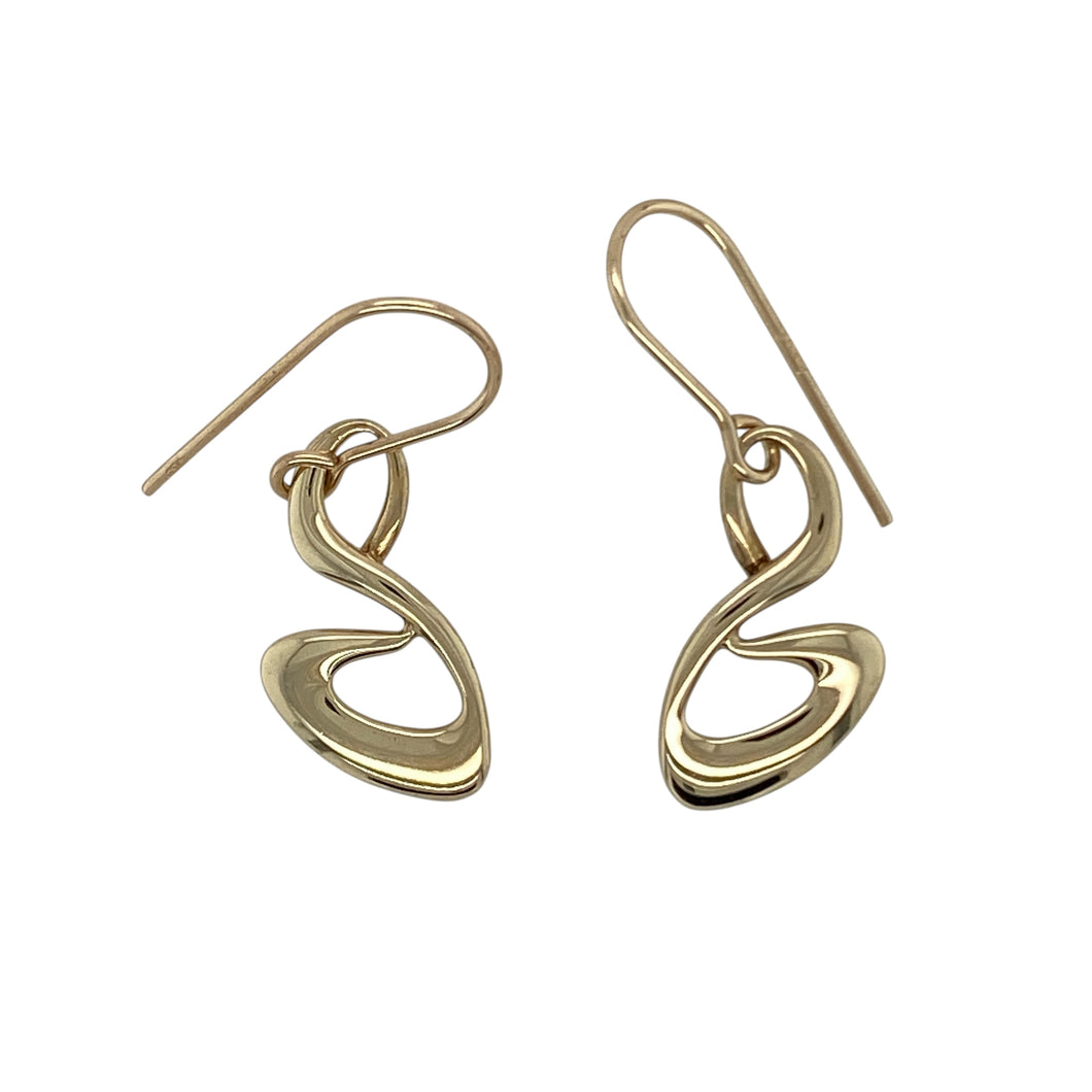 9ct Gold Swirl Drop Earrings