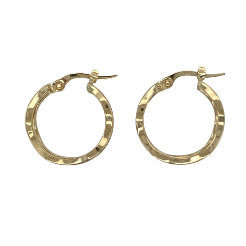 9ct Gold Open Weave Hoop Creole Earrings