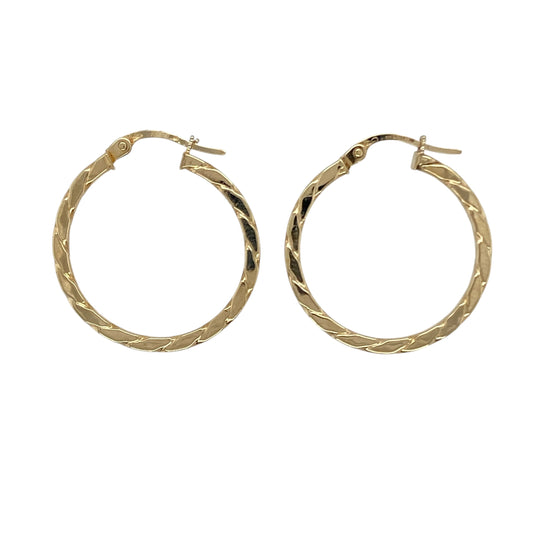 9ct Gold Twisted Hoop Creole Earrings