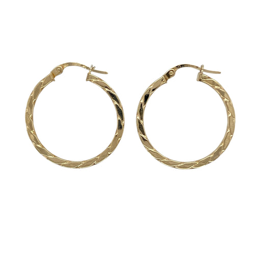9ct Gold Twisted Hoop Creole Earrings