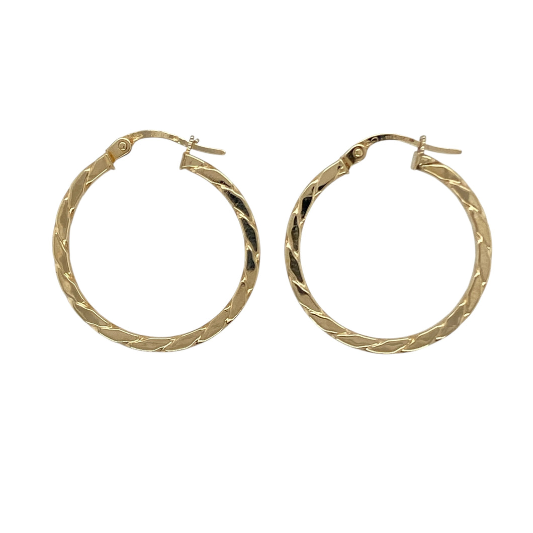 9ct Gold Twisted Hoop Creole Earrings