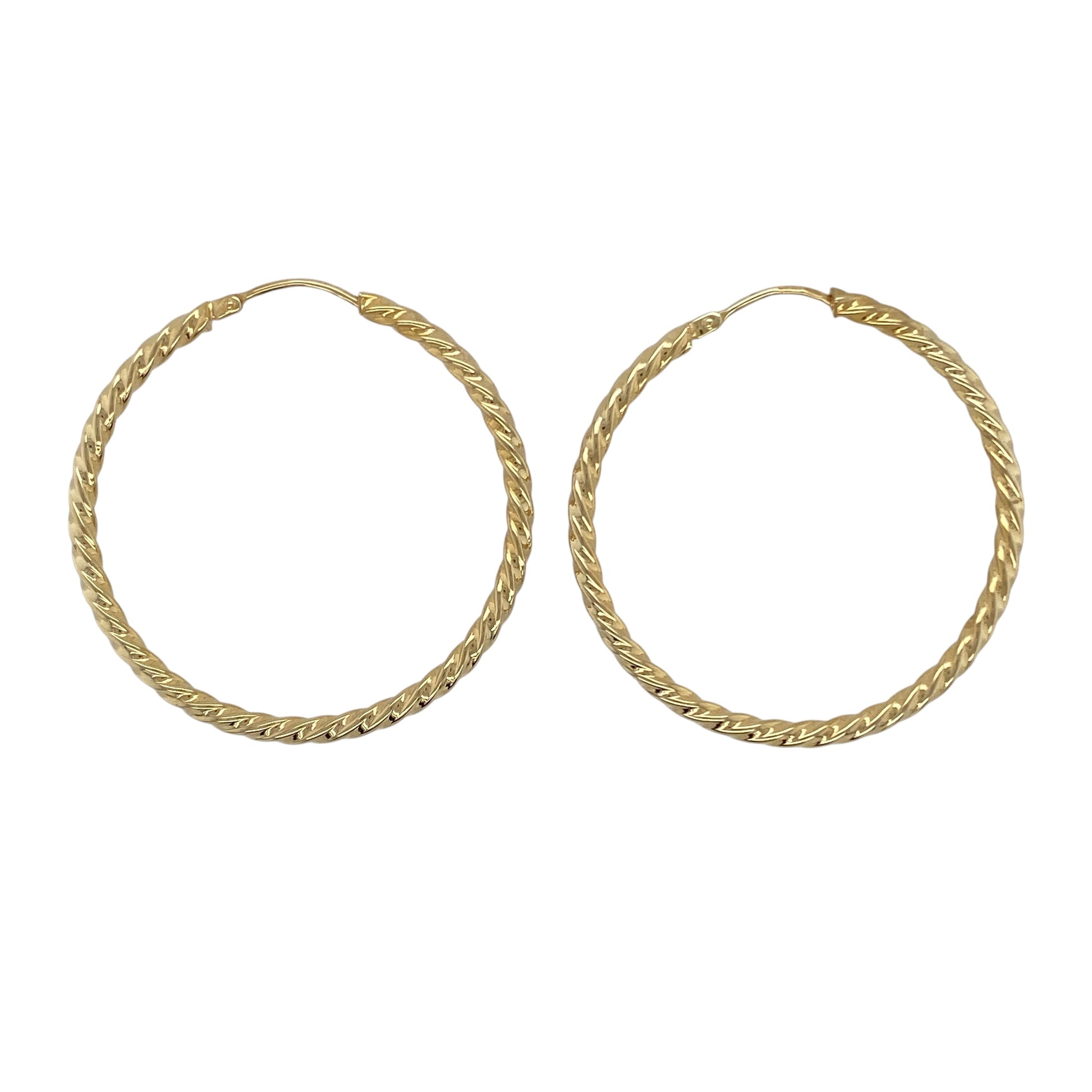 9ct Gold Twisted Large Hoop Earrings