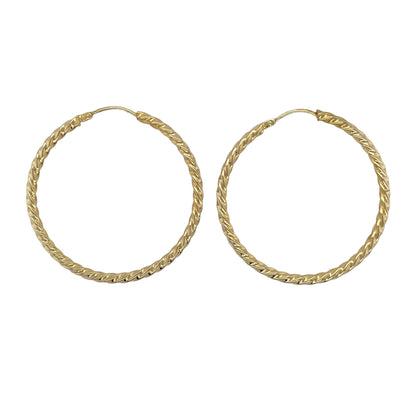 9ct Gold Twisted Large Hoop Earrings