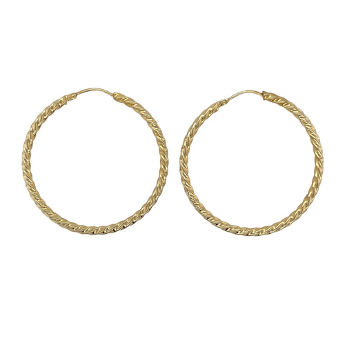 9ct Gold Twisted Large Hoop Earrings