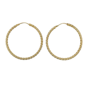 9ct Gold Twisted Large Hoop Earrings