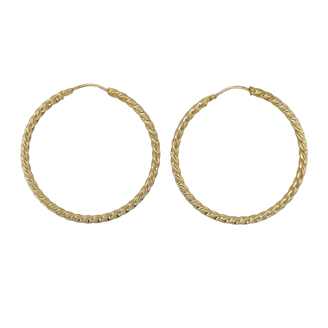 9ct Gold Twisted Large Hoop Earrings