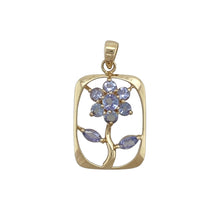 Load image into Gallery viewer, 9ct Gold &amp; Tanzanite Set Open Flower Framed Pendant
