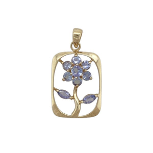 9ct Gold & Tanzanite Set Open Flower Framed Pendant
