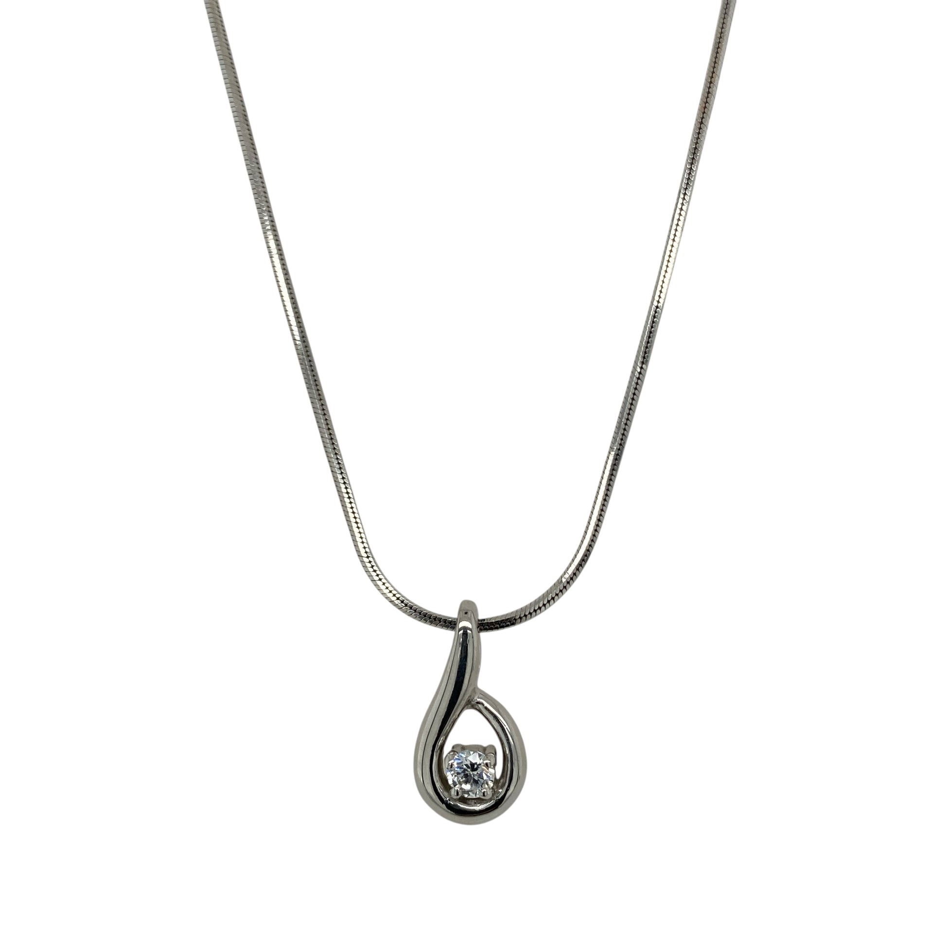 9ct White Gold & Cubic Zirconia Set 16" Necklace