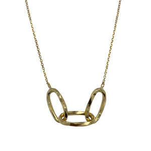 9ct Gold Three Oval Links 16" - 18" Necklace