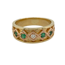 Load image into Gallery viewer, 18ct Gold Diamond &amp; Emerald Set Lady Guinevere Band Ring
