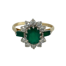 Load image into Gallery viewer, 9ct Gold Green Stone &amp; Cubic Zirconia Set Cluster Ring
