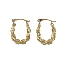 Load image into Gallery viewer, 9ct Gold Twisted Flat Oval Creole Earrings
