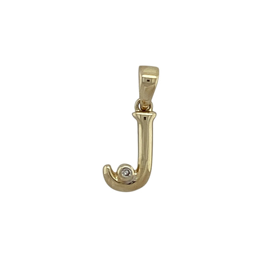 9ct Gold & Cubic Zirconia Set 'J' Initial Pendant