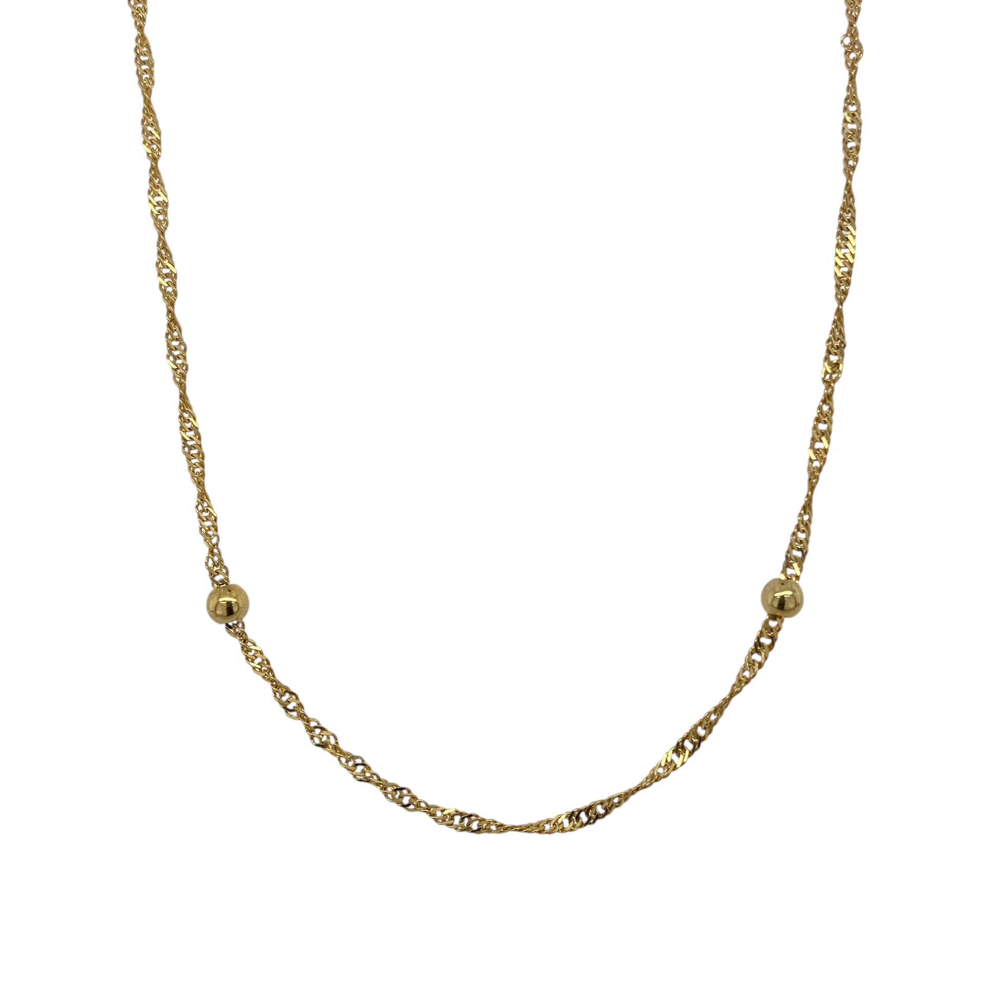 9ct Gold 18" Ball and Singapore Necklace