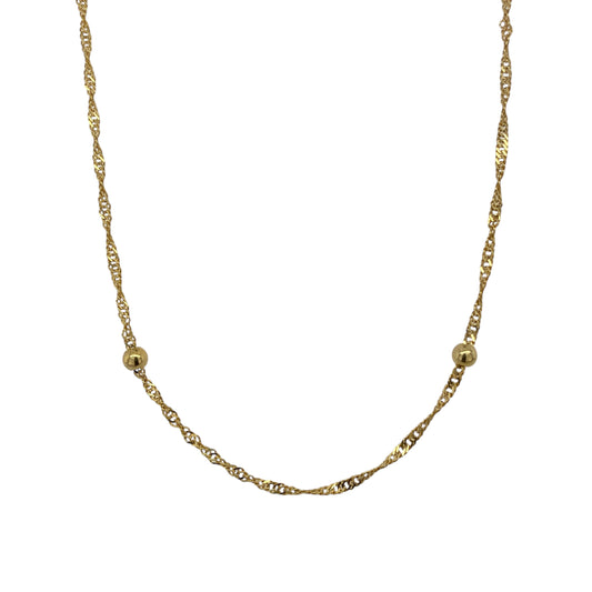 9ct Gold 18" Ball and Singapore Necklace