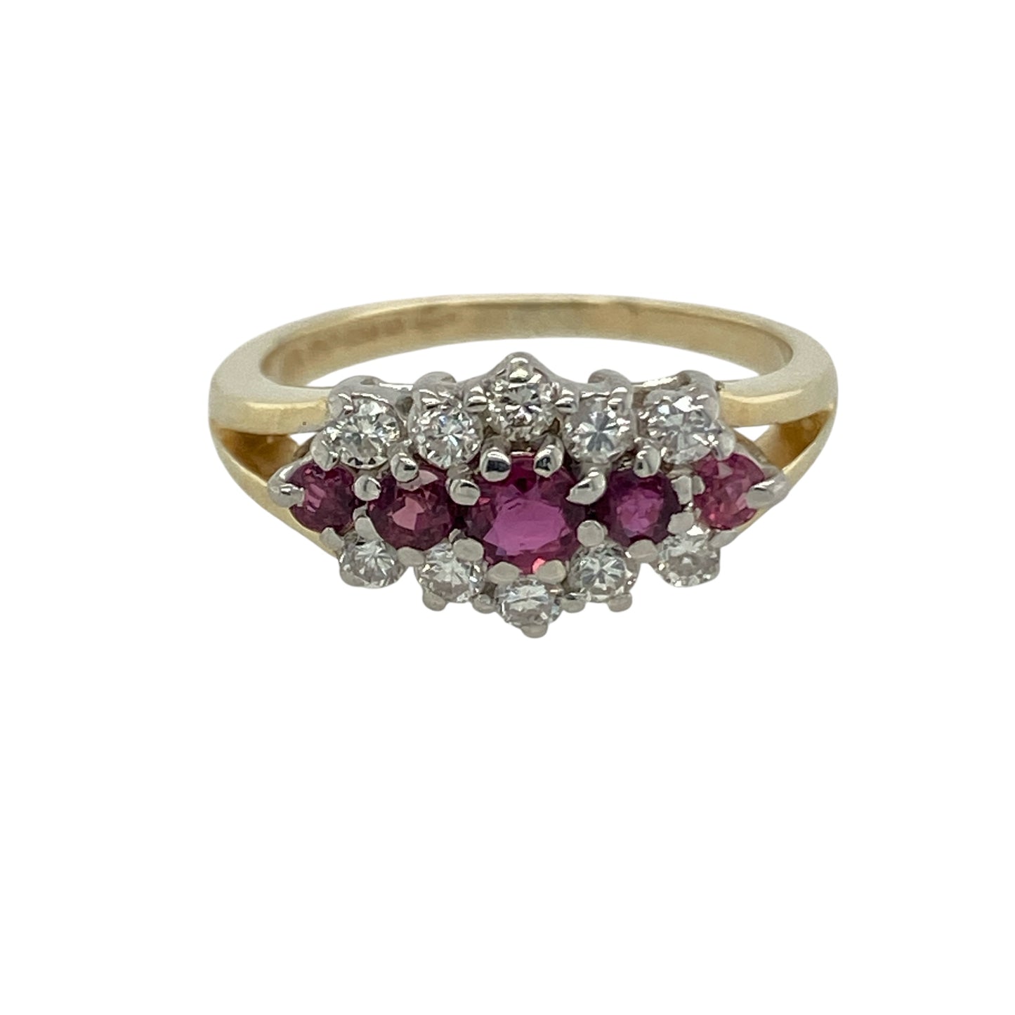 9ct Gold Diamond & Ruby Set Cluster Ring