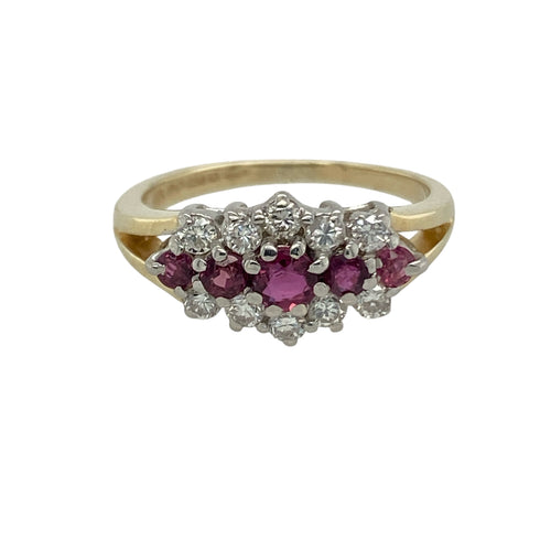 9ct Gold Diamond & Ruby Set Cluster Ring