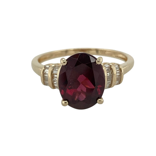 9ct Gold Diamond & Garnet Set Ring