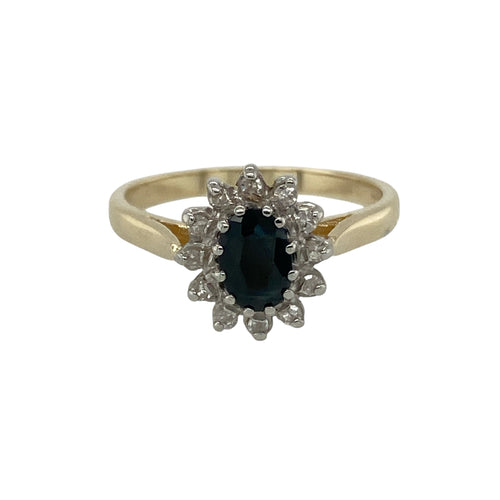 9ct Gold Diamond & Sapphire Set Cluster Ring