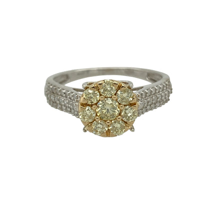 9ct White Gold & Diamond Set Flower Cluster Ring