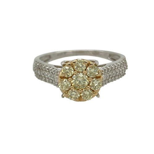 9ct White Gold & Diamond Set Flower Cluster Ring